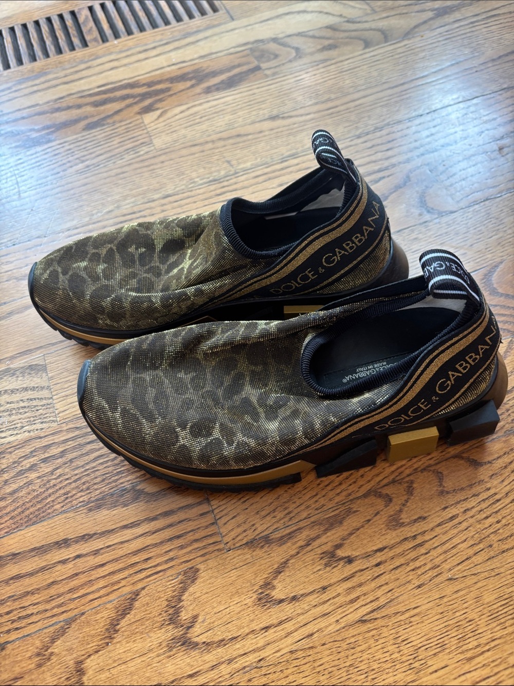 Dolce & Gabbana Olive Green Leopard Print Espadrille Sneakers